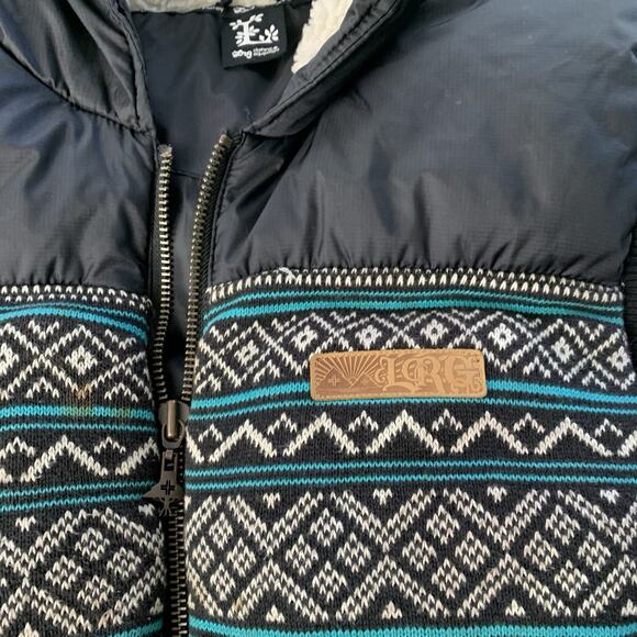 Vintage Y2K LRG Lifted Research Group Hooded Puffer Vest Mens 4XL Black Aztec - Picture 8 of 16